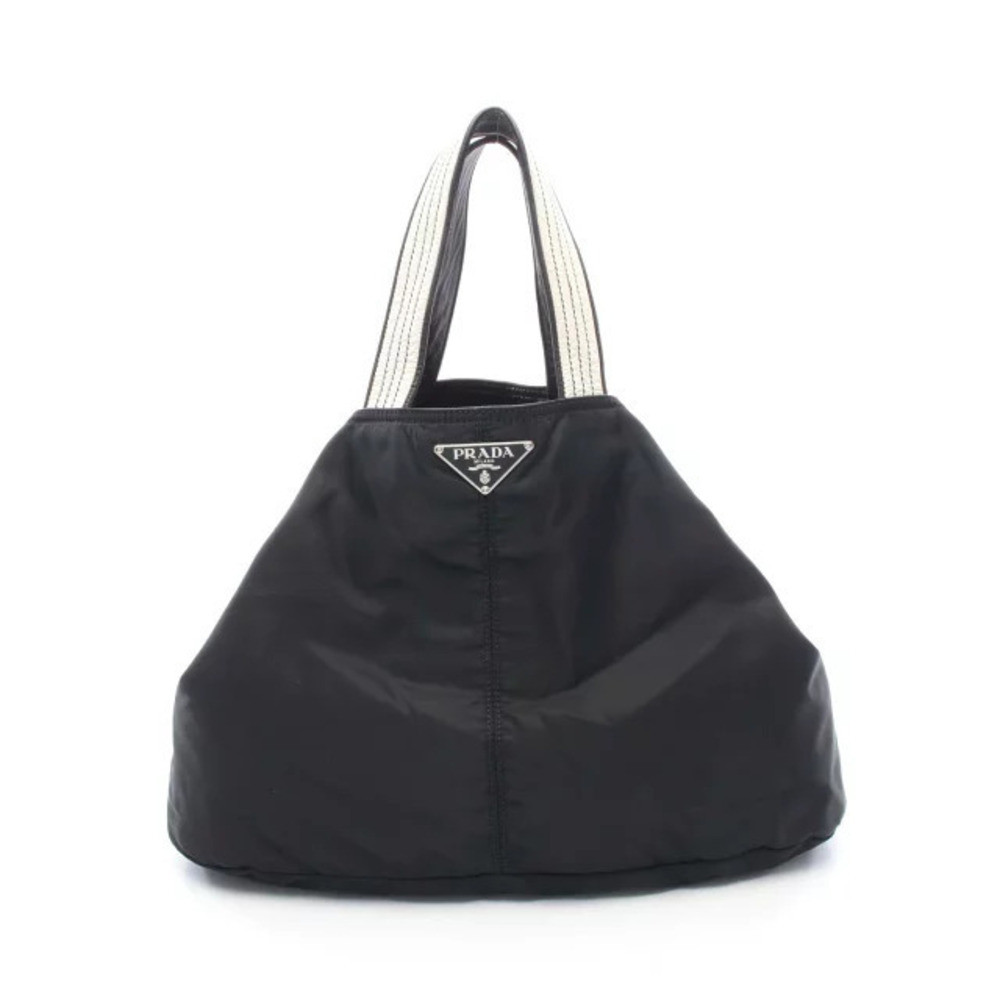 Prada Triangle Tote Tessuto Saffiano Bag Leather Black - Picture 1 of 9